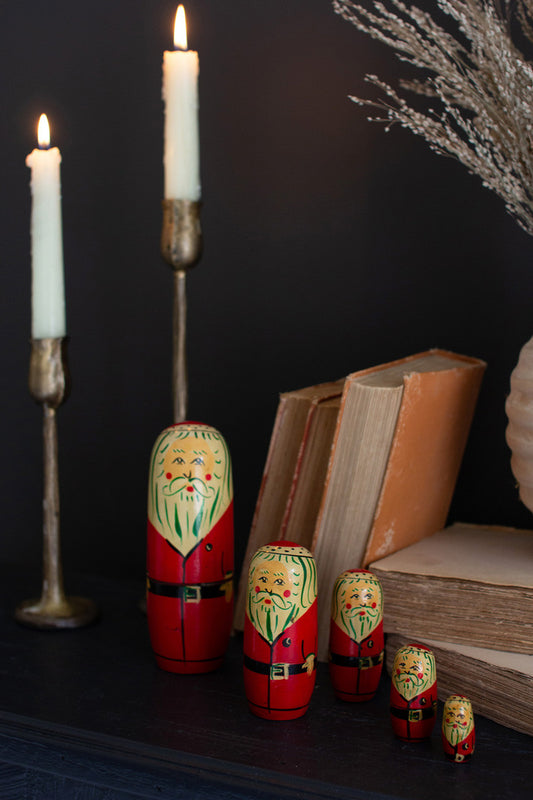 Set Of Five Nesting Santa Dolls (Min 4) By Kalalou | Ornaments | Modishstore