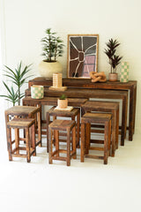 Set Of Nine Recycled Wood Display Tables By Kalalou