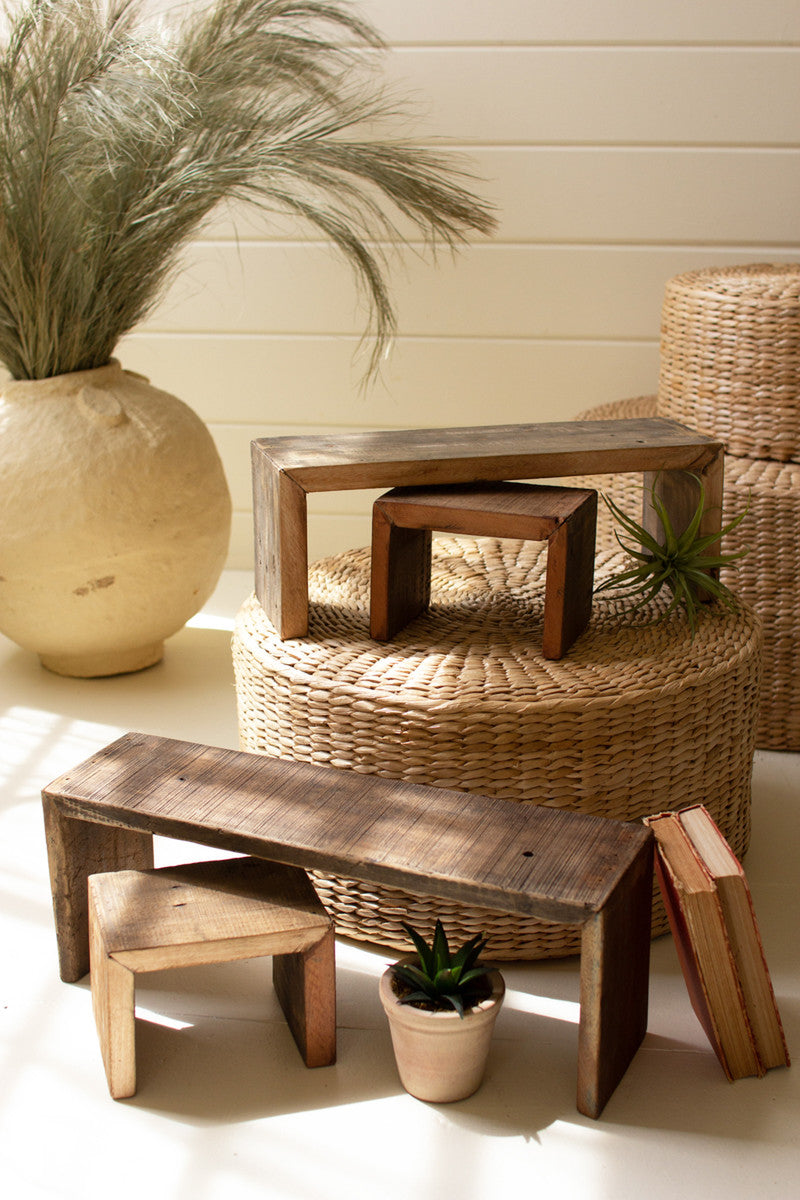 Set Of Four Recycled Wood Nesting Rectangle Risers Set Of 4 By Kalalou | Nesting Tables | Modishstore - 2