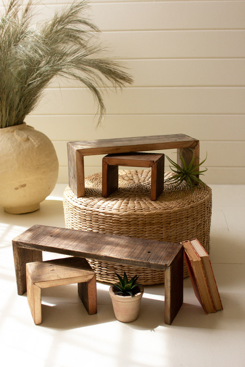 Set Of Four Recycled Wood Nesting Rectangle Risers Set Of 4 By Kalalou | Nesting Tables | Modishstore - 3