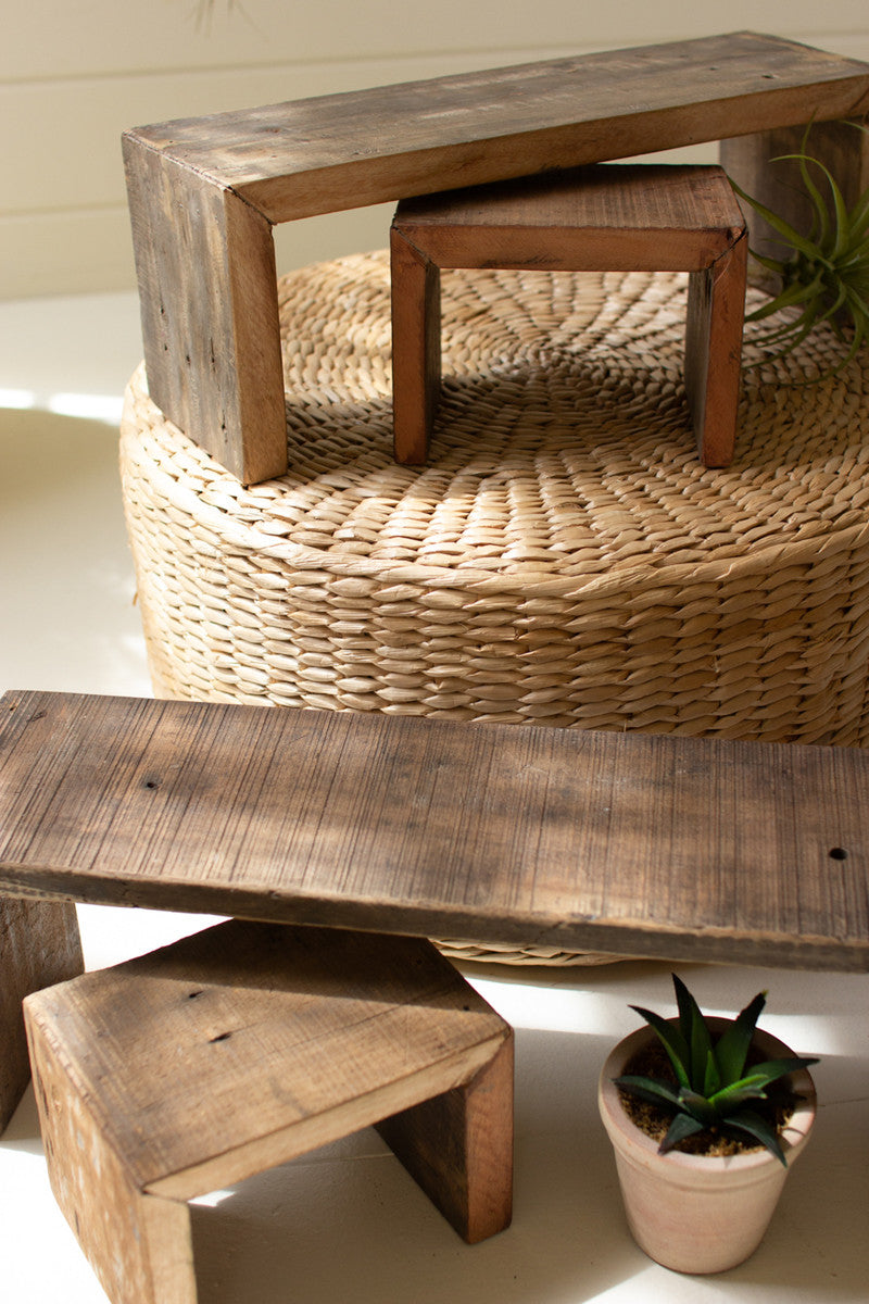 Set Of Four Recycled Wood Nesting Rectangle Risers Set Of 4 By Kalalou | Nesting Tables | Modishstore - 4