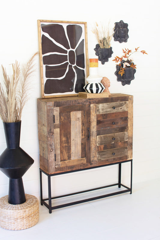 Recycled Wood Buffet With Four Drawers And Iron Base By Kalalou | Drawers | Modishstore