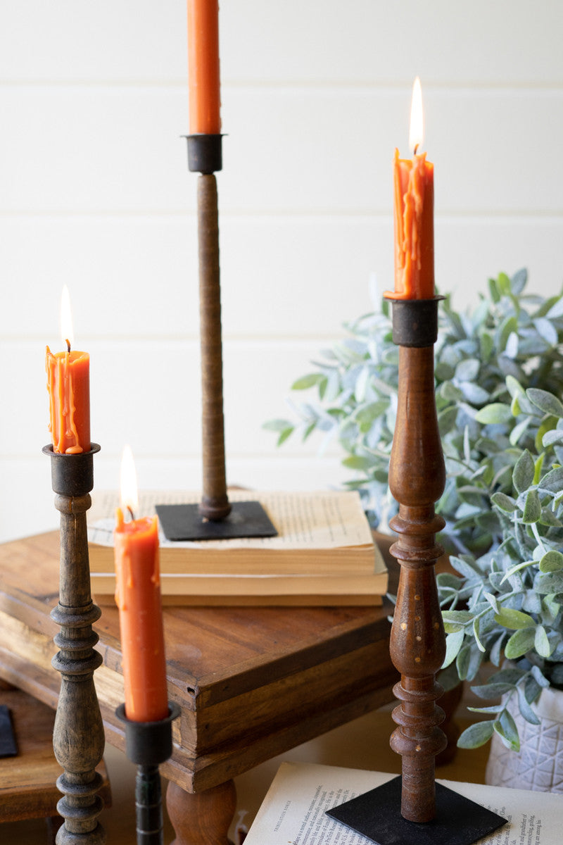 Set 5 Re-Purposed Wood Spindle Taper Candle Stands - Asst By Kalalou | Candle Holders | Modishstore - 2