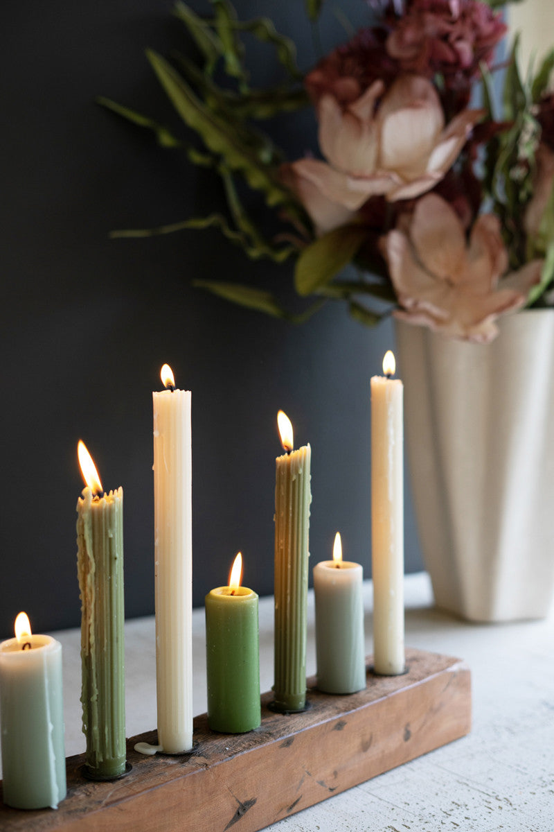 Recycled Wood Nine Taper Candelabra (Min 2) By Kalalou | Candelabra | Modishstore - 2