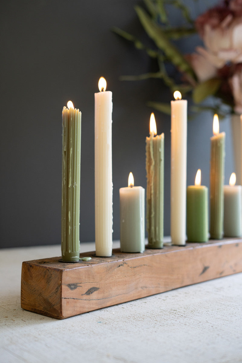 Recycled Wood Nine Taper Candelabra (Min 2) By Kalalou | Candelabra | Modishstore - 3