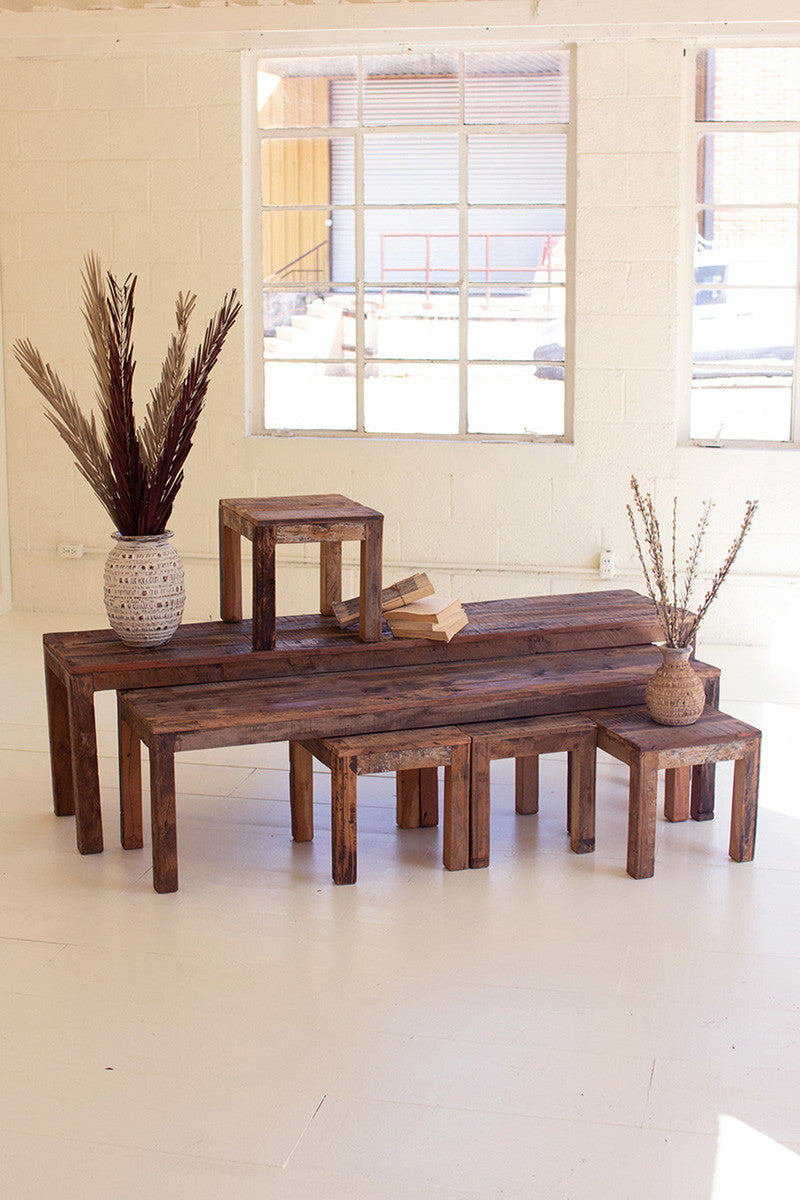 Recycled Wood Benches Set Of 6 By Kalalou | Benches | Modishstore - 3