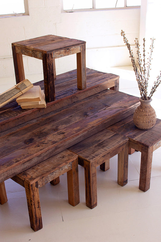 Recycled Wood Benches Set Of 6 By Kalalou | Benches | Modishstore