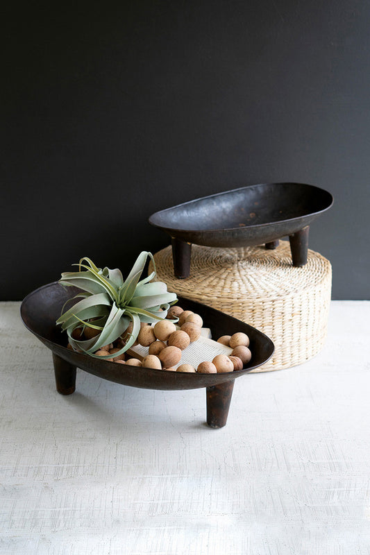 Set Of Two Oval Iron Bowls By Kalalou | Decorative Bowls | Modishstore