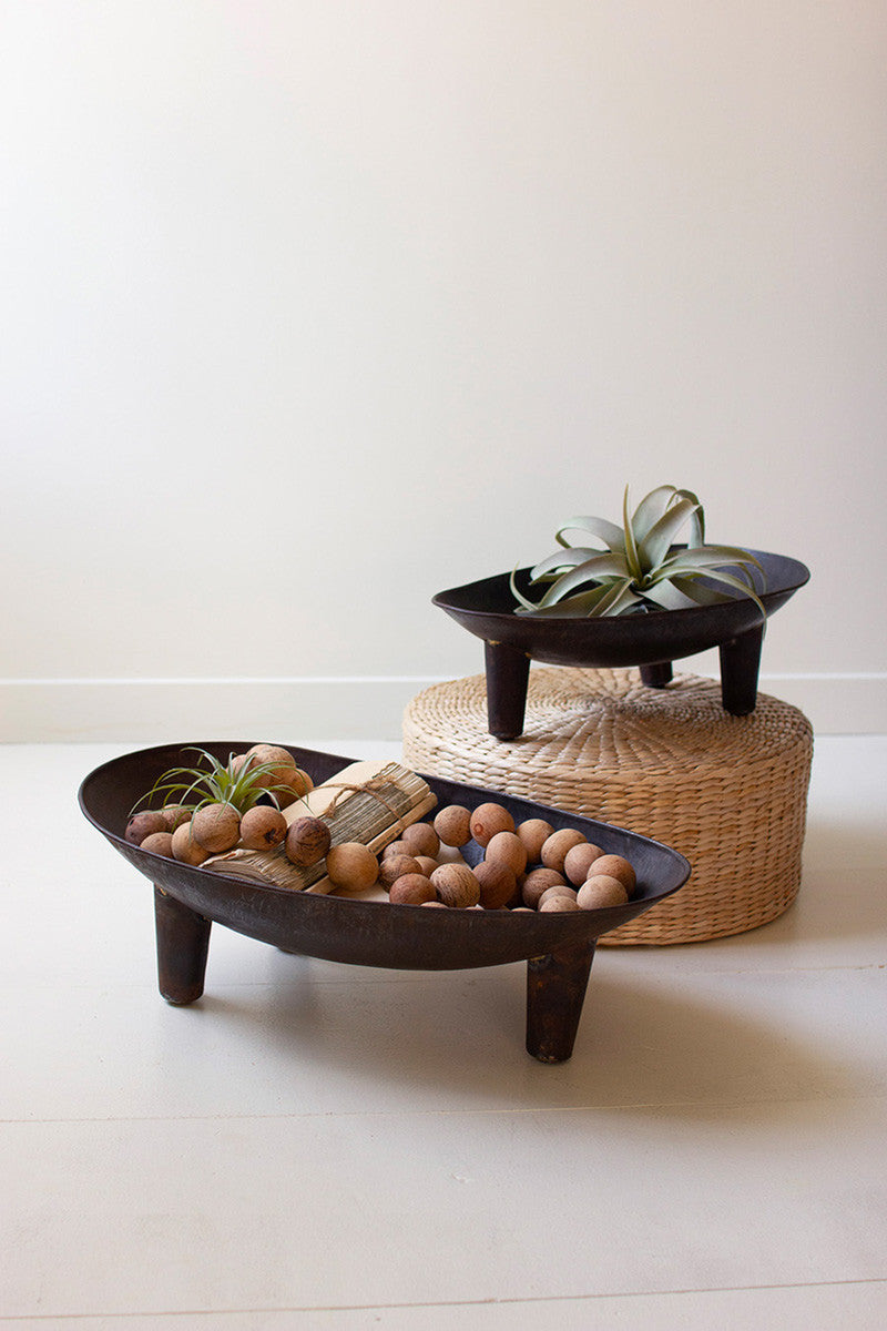 Set Of Two Oval Iron Bowls By Kalalou | Decorative Bowls | Modishstore - 4