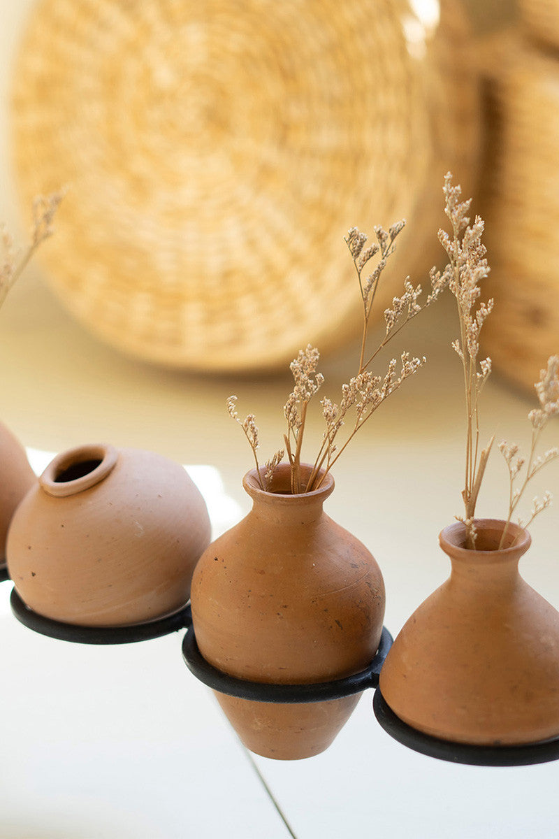 Eight Clay Vessels On An Iron Base By Kalalou | Ornaments | Modishstore - 2