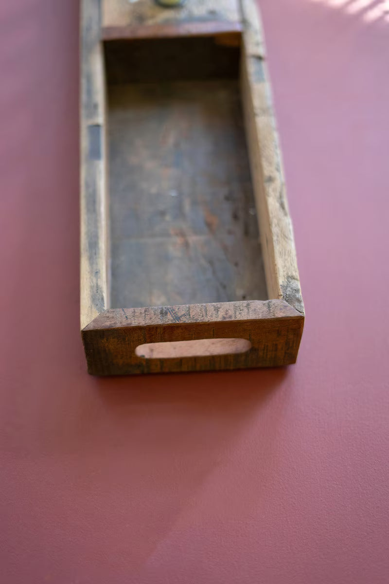 Recycled Wooden Tray With Four Candle Holders By Kalalou