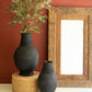Set Of Two Paper Mache Black Tall Oval Urns By Kalalou
