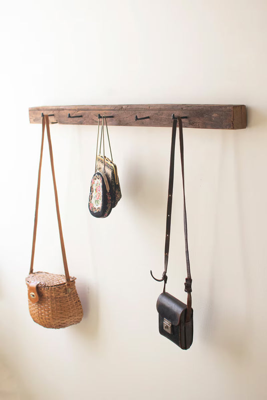 Recycled Wood Coat Rack With Forged Iron Hooks (Min 2) By Kalalou