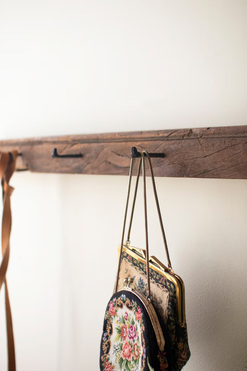 Recycled Wood Coat Rack With Forged Iron Hooks (Min 2) By Kalalou