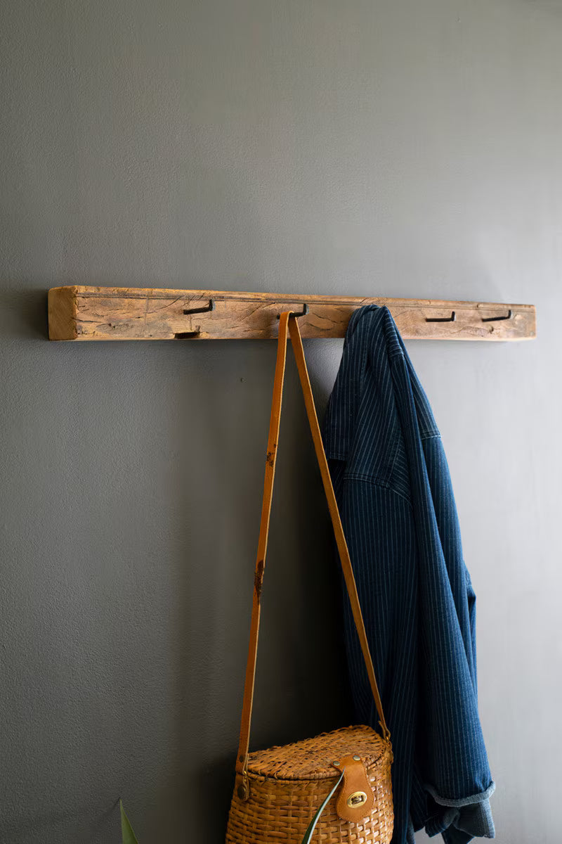 Recycled Wood Coat Rack With Forged Iron Hooks (Min 2) By Kalalou