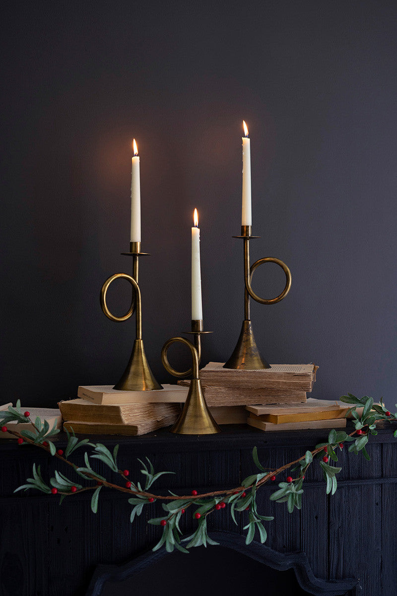 vintage * turip candle holder 2点セット Antique Brass Trumpet Taper Candle Holders Set Of 3 By Kalalou