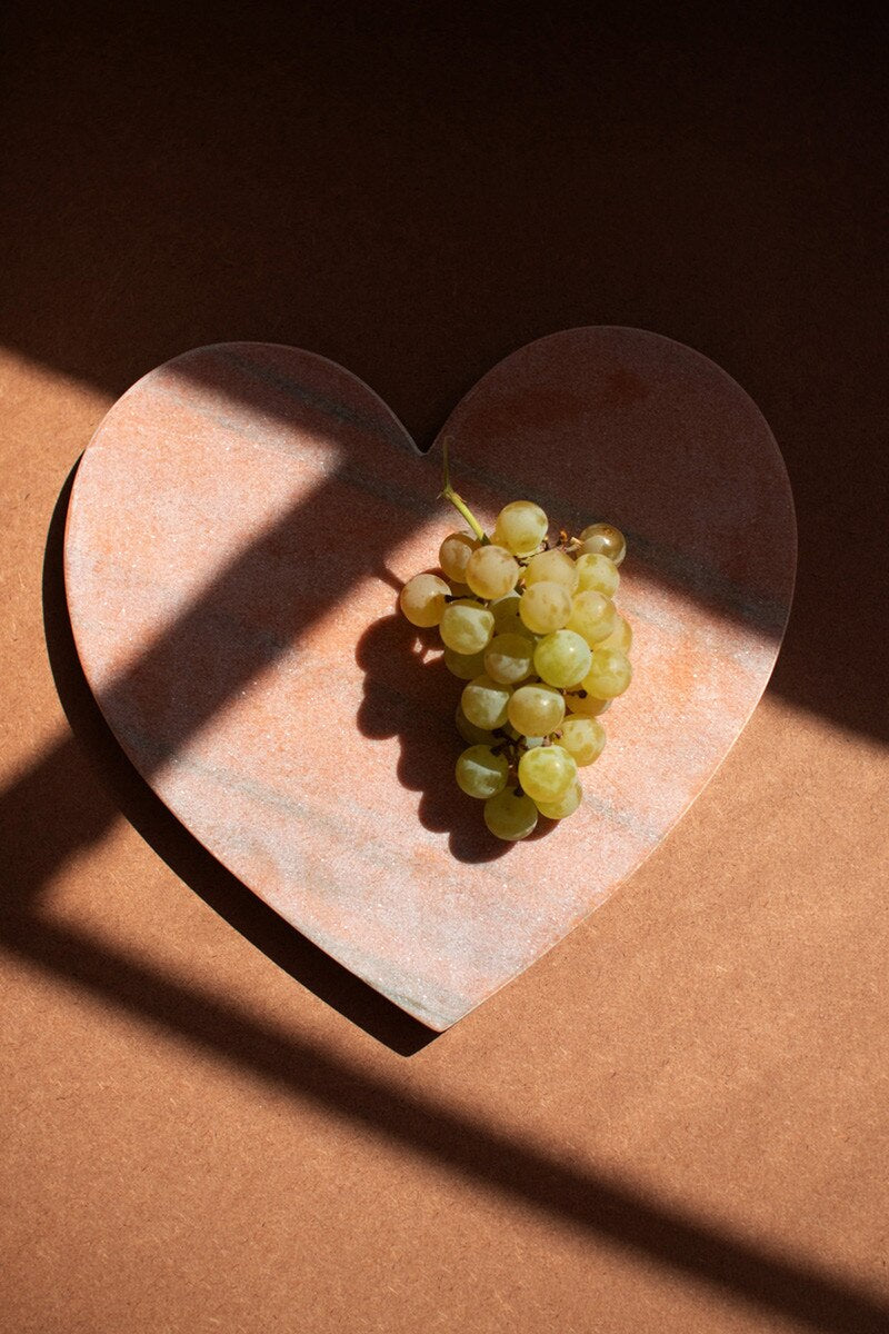 Pink Marble Heart Cheese Board (Min 2) By Kalalou