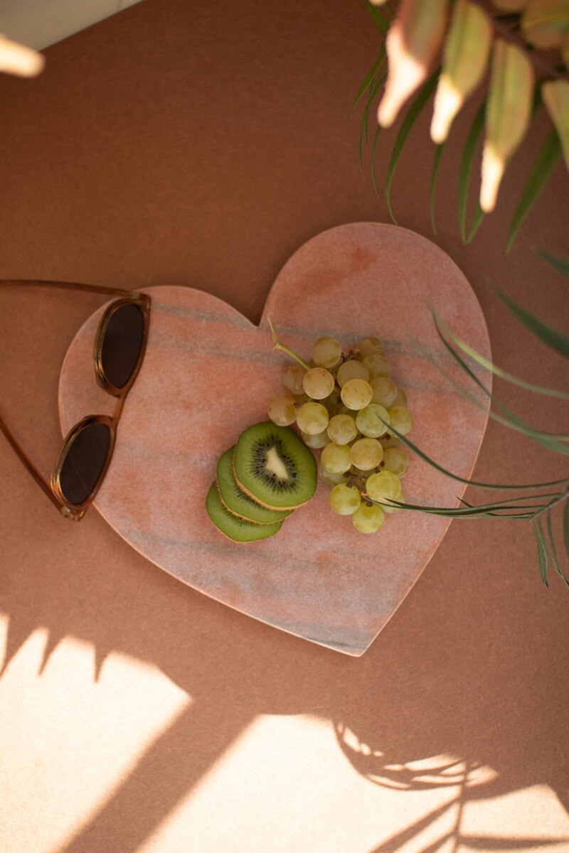 Pink Marble Heart Cheese Board (Min 2) By Kalalou