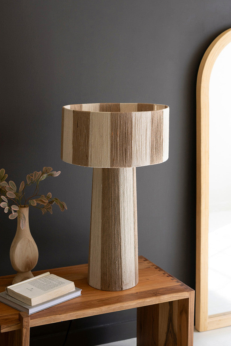 Natural And Khaki Jute Table Lamp With Shade By Kalalou | Table Lamps | Modishstore - 3