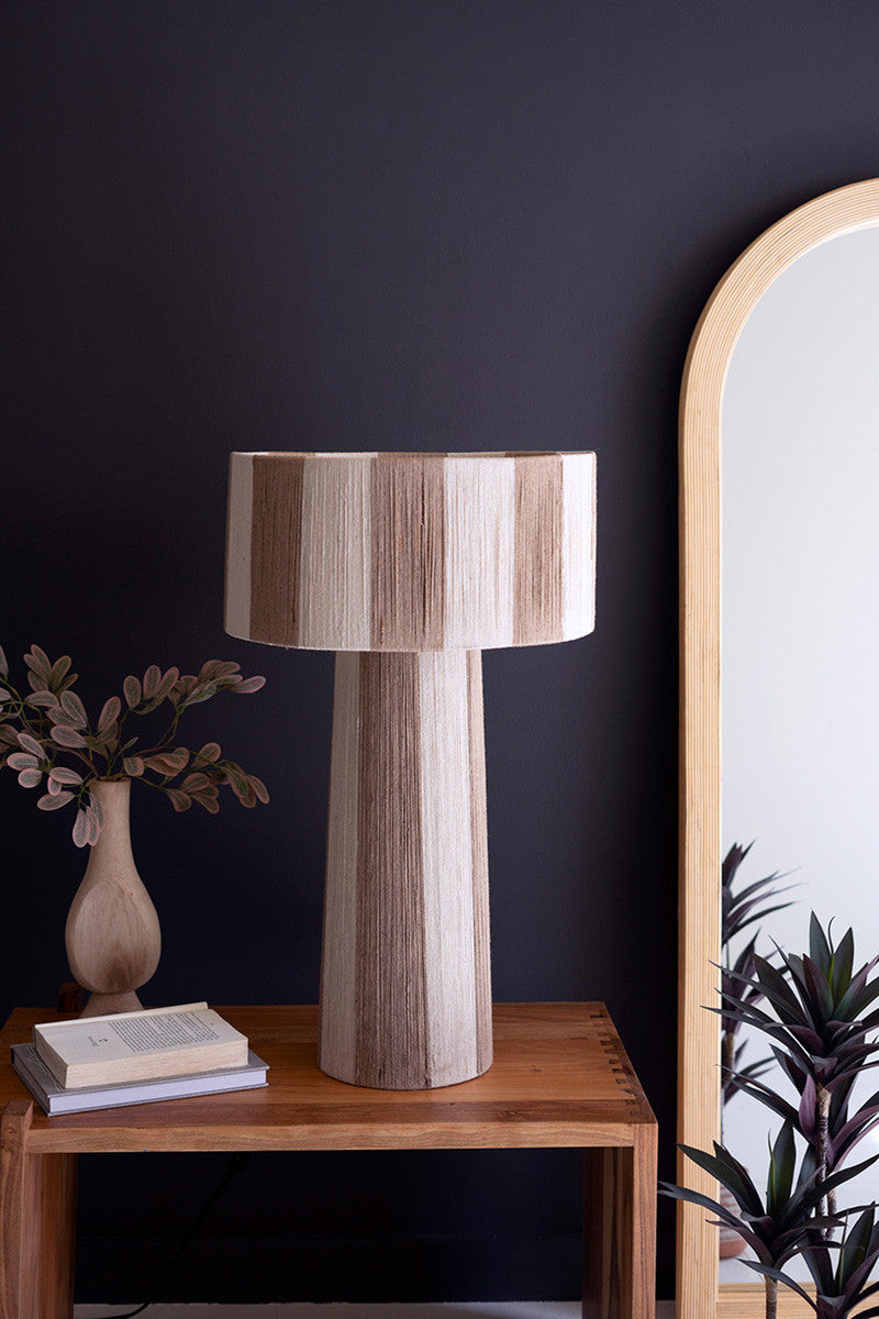 Natural And Khaki Jute Table Lamp With Shade By Kalalou | Table Lamps | Modishstore