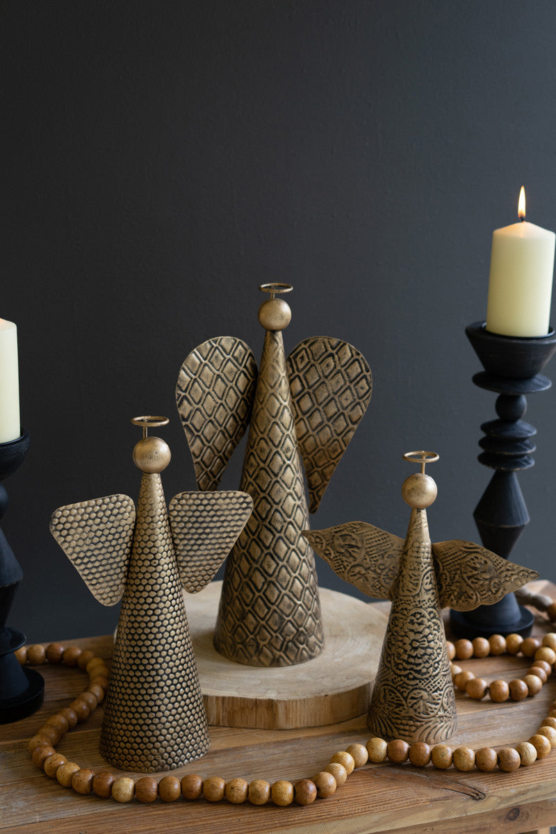 Table Top Christmas Angels - Antique Gold Set Of 3 By Kalalou | Holiday | Modishstore