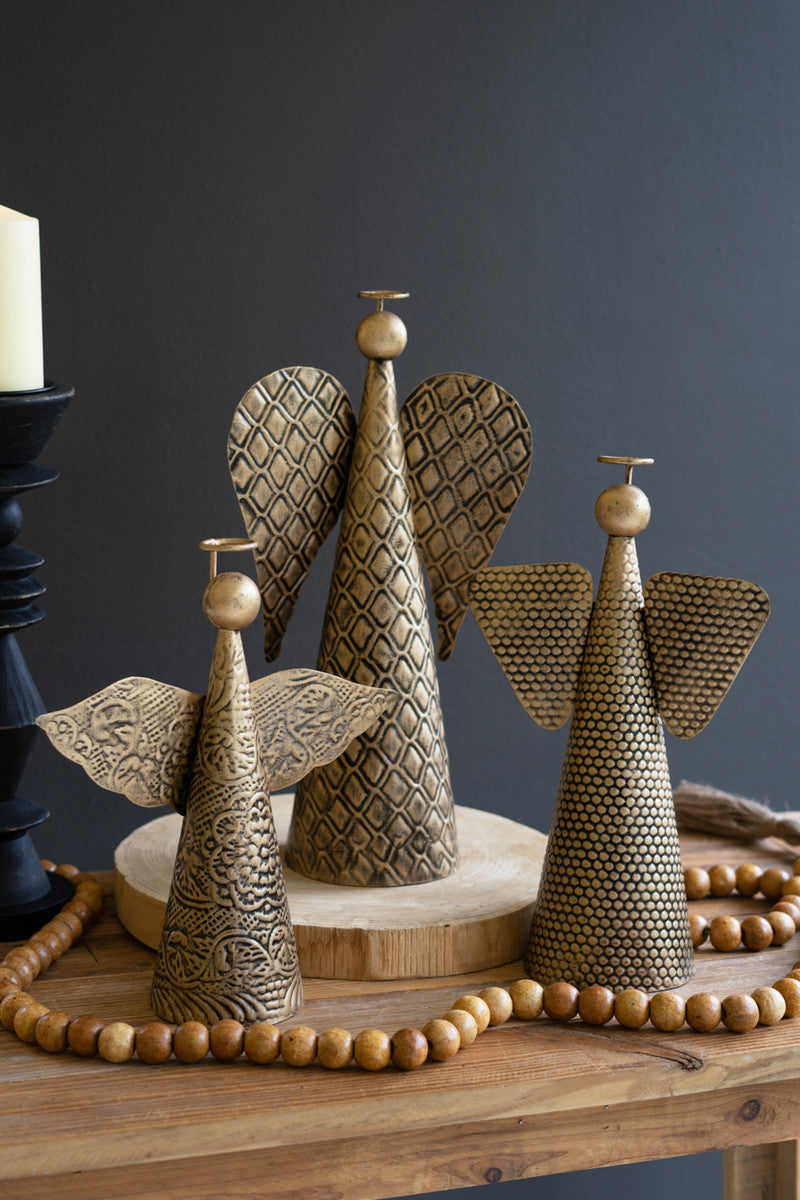 Table Top Christmas Angels - Antique Gold Set Of 3 By Kalalou | Holiday | Modishstore - 2