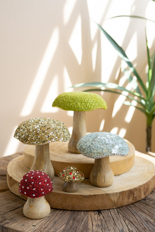 Mushrooms With Mosaic Tops Set Of 5 By Kalalou | Holiday | Modishstore