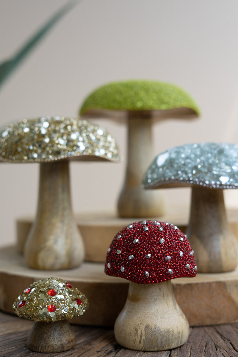 Mushrooms With Mosaic Tops Set Of 5 By Kalalou | Holiday | Modishstore - 3