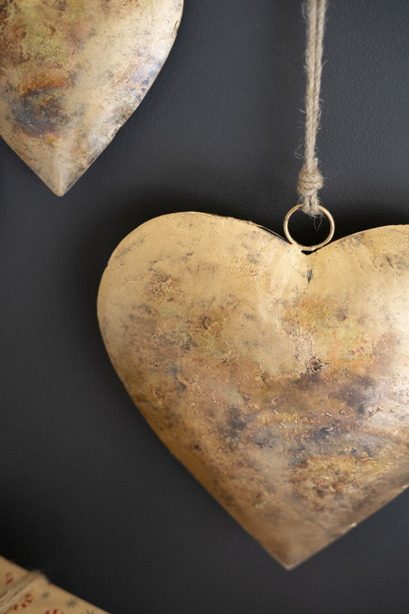 Antique Gold Christmas Heart Door Hangers Set Of 3 By Kalalou | Holiday | Modishstore - 2