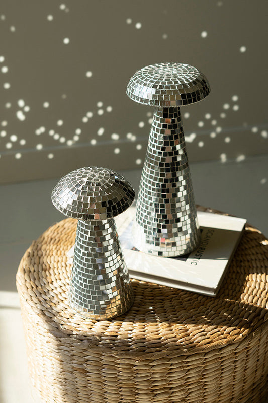 Set Of Two Disco Glass Mushrooms By Kalalou | Ornaments | Modishstore