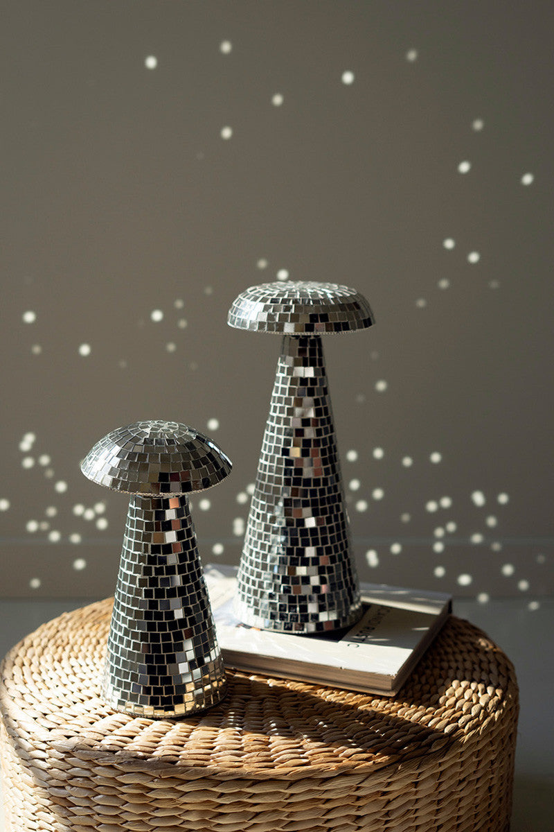Set Of Two Disco Glass Mushrooms By Kalalou | Ornaments | Modishstore - 3
