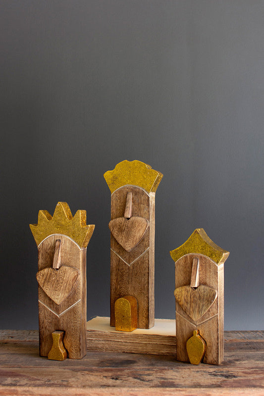 Set Of Three Wooden Kings By Kalalou | Ornaments | Modishstore