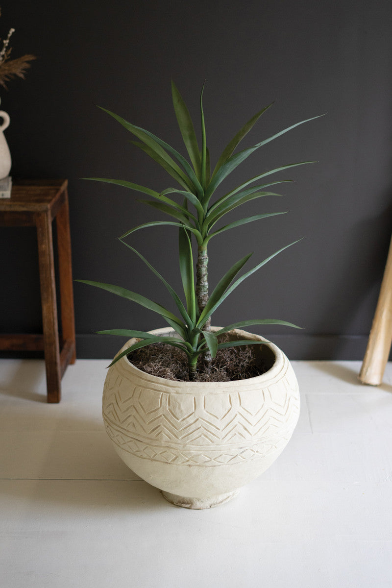 Large Round Paper Mache Urn By Kalalou | Planters, Troughs & Cachepots | Modishstore
