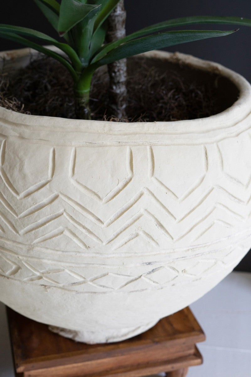 Large Round Paper Mache Urn By Kalalou | Planters, Troughs & Cachepots | Modishstore - 3