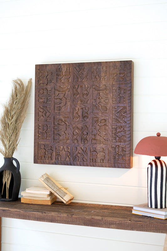 Hand Carved Wooden Wall Panel By Kalalou | Wall Art | Modishstore