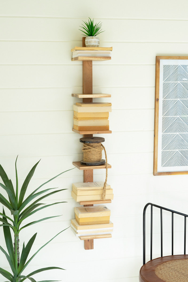 Acacia Wood Six Tiered Vertical Shelf By Kalalou | Shelves & Shelving Units | Modishstore