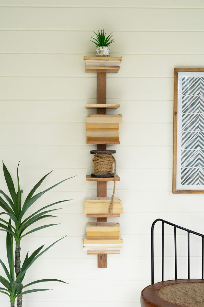 Acacia Wood Six Tiered Vertical Shelf By Kalalou | Shelves & Shelving Units | Modishstore - 2