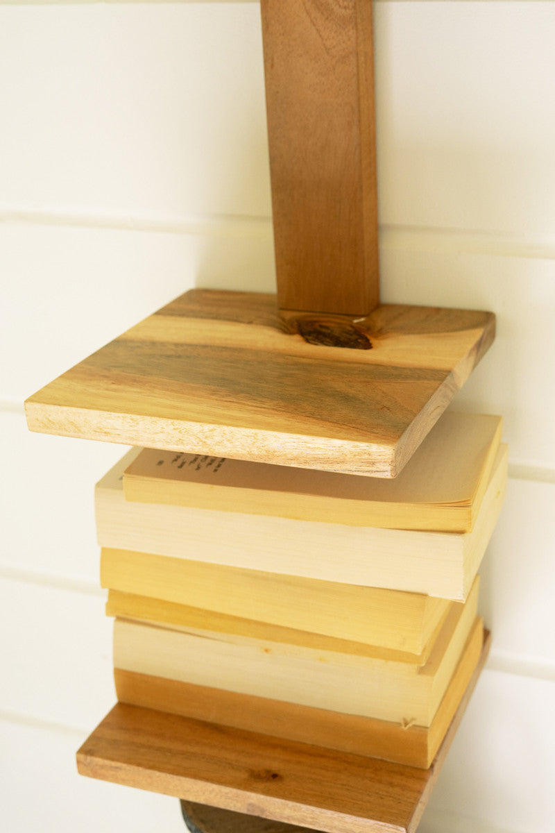 Acacia Wood Six Tiered Vertical Shelf By Kalalou | Shelves & Shelving Units | Modishstore - 3
