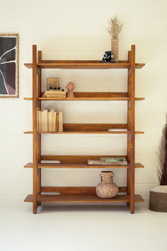 Mango Wood Bookshelf With Teak Finish By Kalalou | Bookcases | Modishstore