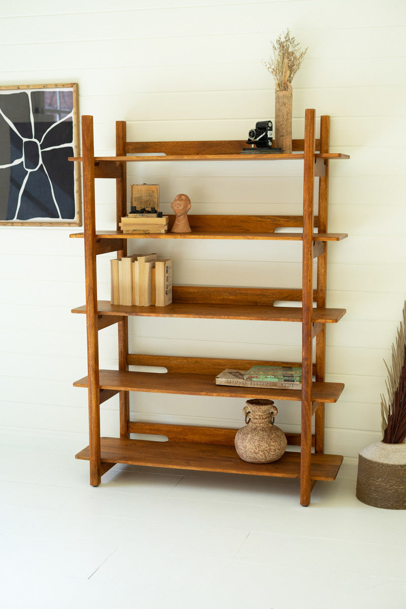 Mango Wood Bookshelf With Teak Finish By Kalalou | Bookcases | Modishstore - 2