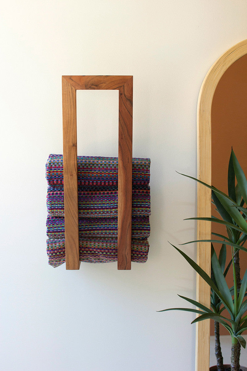 Wooden Wall Towel Rack By Kalalou | Hooks & Racks | Modishstore