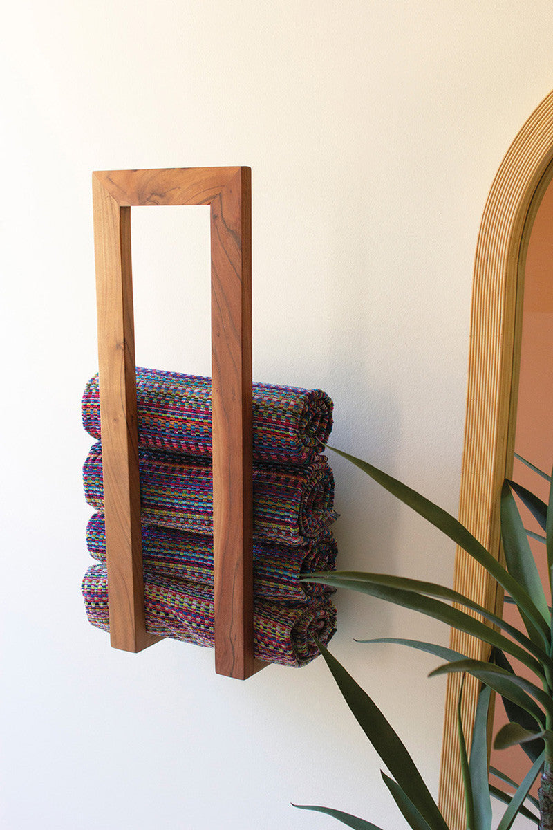 Wooden Wall Towel Rack By Kalalou | Hooks & Racks | Modishstore - 2