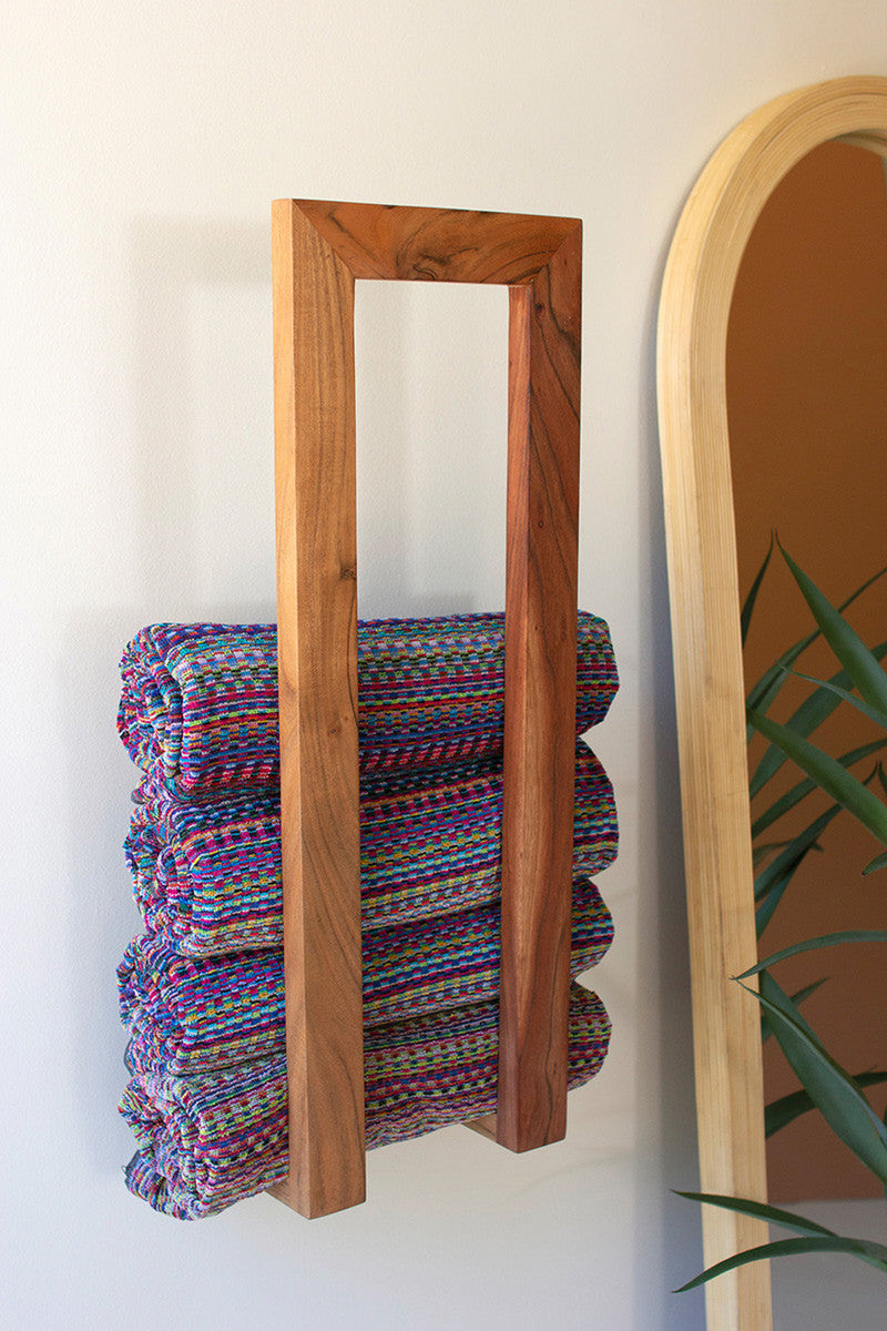 Wooden Wall Towel Rack By Kalalou | Hooks & Racks | Modishstore - 3