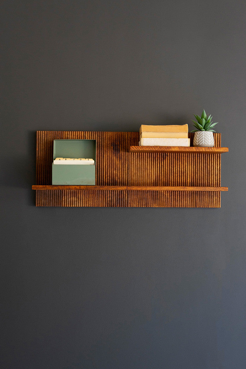Tambour Wood Shelf By Kalalou | Wall Shelf | Modishstore - 2