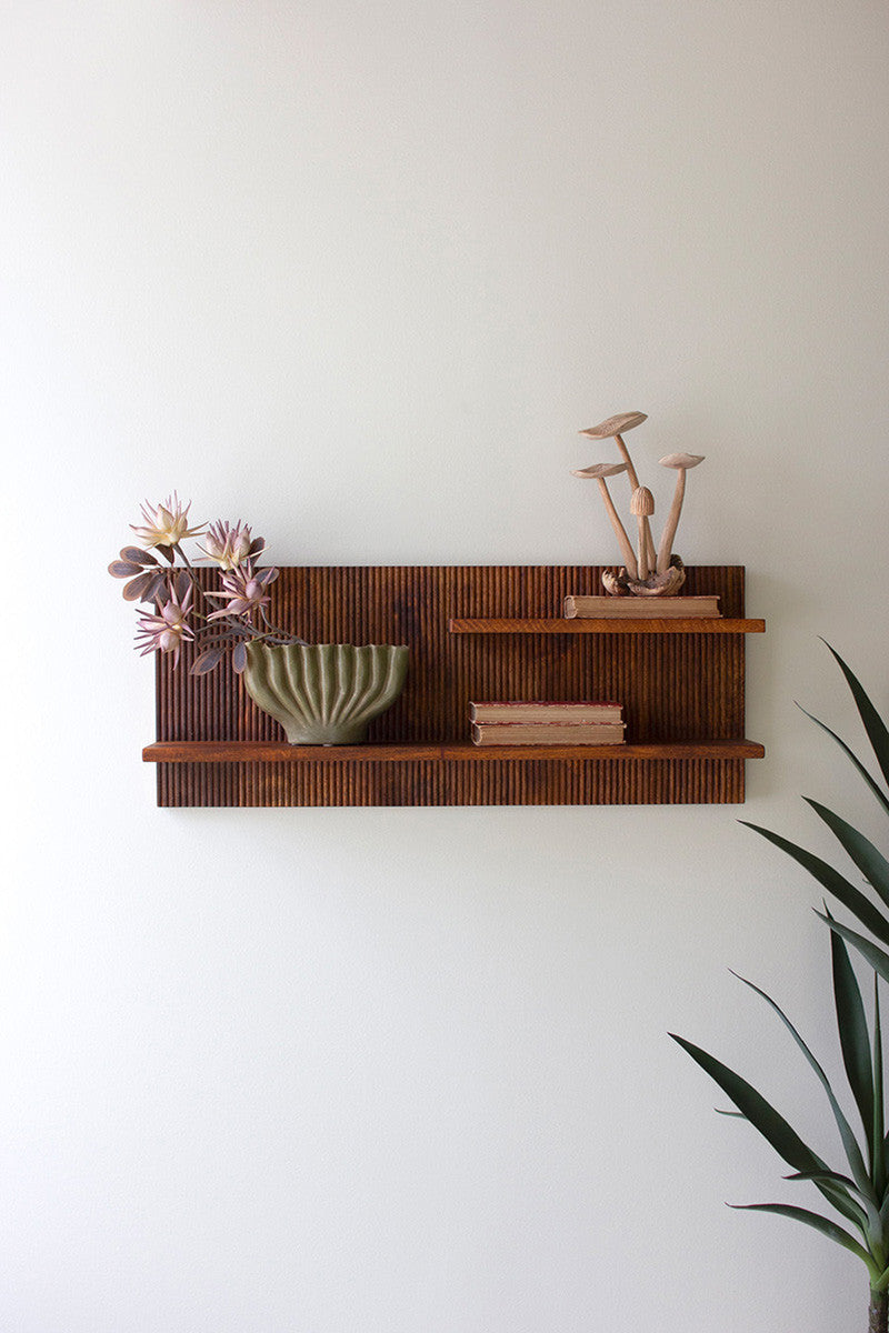 Tambour Wood Shelf By Kalalou | Wall Shelf | Modishstore