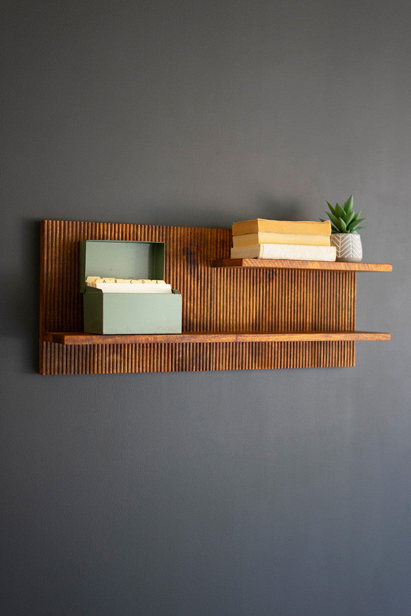 Tambour Wood Shelf By Kalalou | Wall Shelf | Modishstore - 4