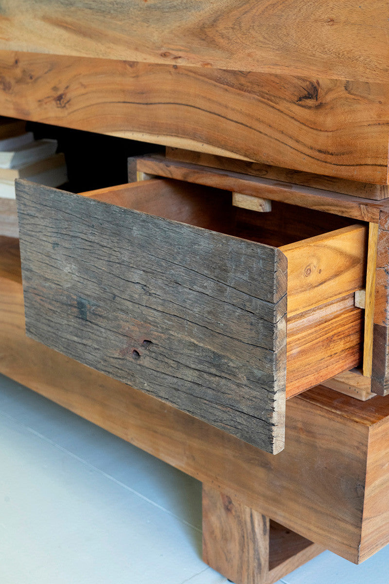 Recycled And Acacia Wood Console Table With Two Drawers By Kalalou | Console Tables | Modishstore - 2