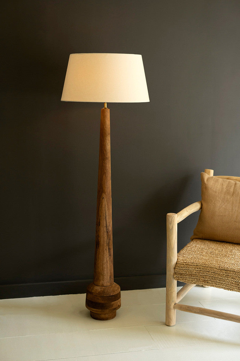 Tall Wooden Floor Lamp Base With Shade By Kalalou | Floor Lamps | Modishstore