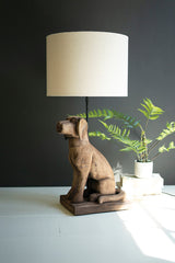 Wooden Dog Table Lamp Base With Shade By Kalalou