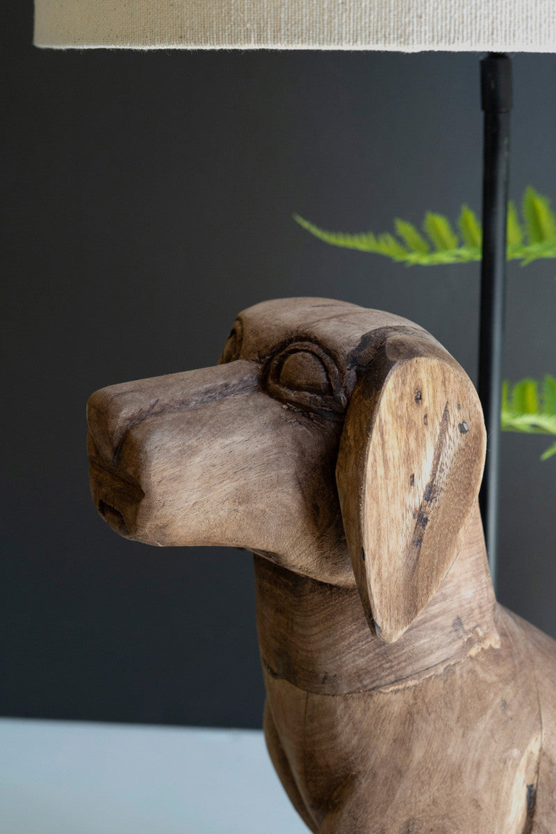 Wooden Dog Table Lamp Base With Shade By Kalalou | Table Lamps | Modishstore - 2